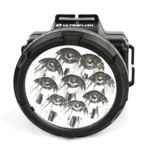 Фонарь аккумуляторный налобный LED5363 9LED 2 режима 220В пластик. черн. (бокс) Ultraflash 11257