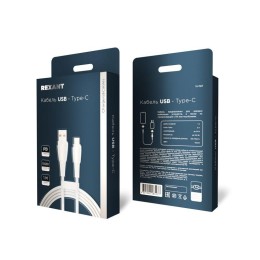 Кабель USB-A-Type-C 5А 100Вт 1м бел. нейлон. оплетка Rexant 18-7067