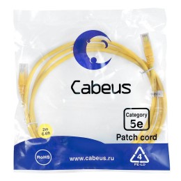 Патч-корд U/UTP кат.5E PC-UTP-RJ45-Cat.5e-2m-YL-LSZH 2xRJ45/8p8c неэкранир. LSZH 2м желт. Cabeus 949