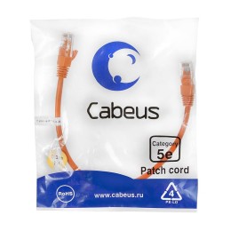 Патч-корд U/UTP кат.5E PC-UTP-RJ45-Cat.5e-0.3m-OR 2xRJ45/8p8c неэкранир. PVC 0.3м оранж. Cabeus 7661