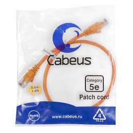 Патч-корд U/UTP кат.5E PC-UTP-RJ45-Cat.5e-0.5m-OR 2xRJ45/8p8c неэкранир. PVC 0.5м оранж. Cabeus 7670