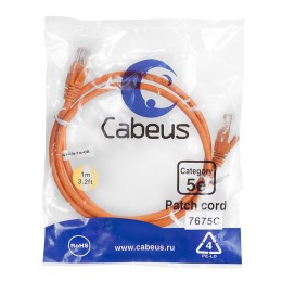 Патч-корд U/UTP кат.5E PC-UTP-RJ45-Cat.5e-1m-OR 2xRJ45/8p8c неэкранир. PVC 1м оранж. Cabeus 7675c