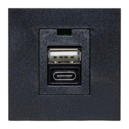 Розетка USB 2-м A+C 2.1А без индикатора черн. матов. EKF E2MR2B-21USB-10-AC