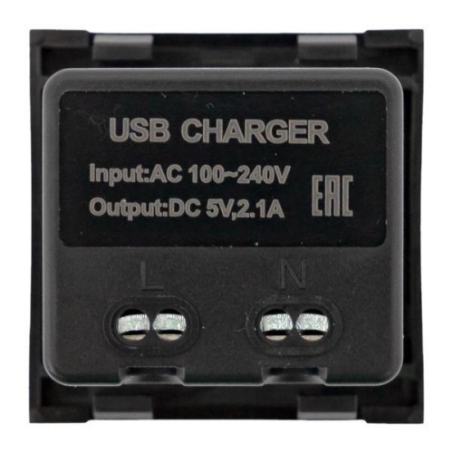 Розетка USB 2-м A+C 2.1А без индикатора черн. матов. EKF E2MR2B-21USB-10-AC