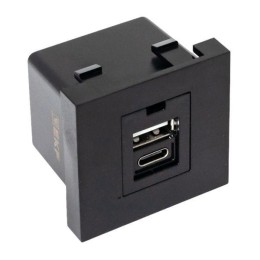 Розетка USB 2-м A+C 2.1А без индикатора черн. матов. EKF E2MR2B-21USB-10-AC