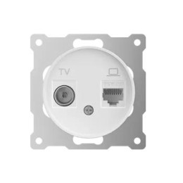 Розетка компьютерная + телевизионная 2-м СП Florence RJ45 + TV кат.5E механизм бел. (1E20811300) One