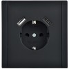 Розетка FORTE&PIANO FP147 16А USB A+C 18Вт с заземл. защ. шторки винт. крепл. черн. IEK FP-R14-16-U2