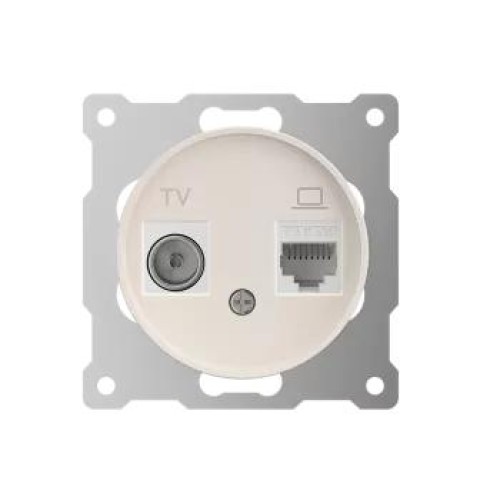 Розетка компьютерная + телевизионная 2-м СП Florence RJ45 + TV кат.5E механизм беж. (1E20811301) One