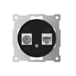 Розетка компьютерная + телевизионная 2-м СП Florence RJ45 + TV кат.5E механизм черн. (1E20811303) On