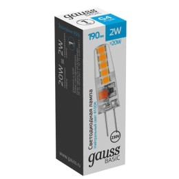 Лампа светодиодная Basic G4 2Вт 4100К 190лм AC220-240В силикон GAUSS 1169722