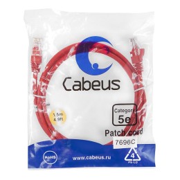 Патч-корд U/UTP кат.5E PC-UTP-RJ45-Cat.5e-1.5m-RD 2xRJ45/8p8c неэкранир. PVC 1.5м красн. Cabeus 7696