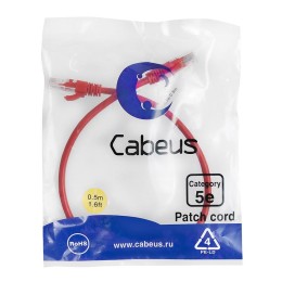 Патч-корд U/UTP кат.5E PC-UTP-RJ45-Cat.5e-0.5m-RD-LSZH 2xRJ45/8p8c неэкранир. LSZH 0.5м красн. Cabeu
