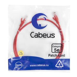 Патч-корд U/UTP кат.5E PC-UTP-RJ45-Cat.5e-1m-RD-LSZH 2xRJ45/8p8c неэкранир. LSZH 1м красн. Cabeus 95