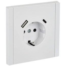 Розетка FORTE&PIANO FP247 16А USB A+C 18Вт с заземл. защ. шторки винт. крепл. бел. IEK FP-R14-16-U22
