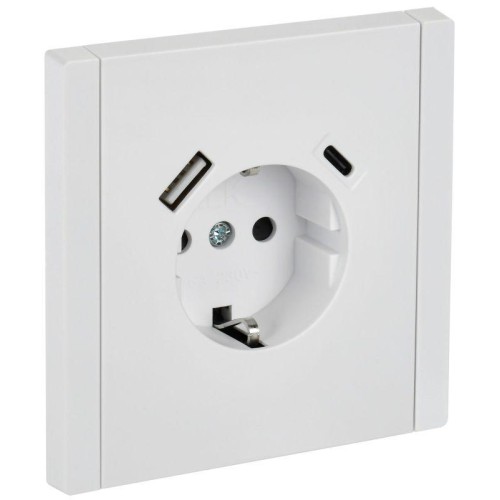 Розетка FORTE&PIANO FP247 16А USB A+C 18Вт с заземл. защ. шторки винт. крепл. бел. IEK FP-R14-16-U22