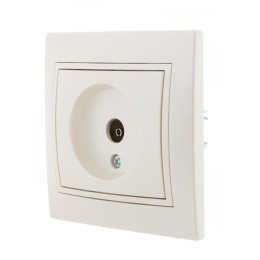 Розетка телевизионная проходная TV СП Mira 16А IP20 со вставкой жемчуж./бел. перламутр. LEZARD 701-3