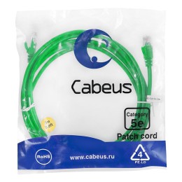 Патч-корд U/UTP кат.5E PC-UTP-RJ45-Cat.5e-3m-GN 2xRJ45/8p8c неэкранир. PVC 3м зел. Cabeus 7456c