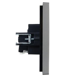 Розетка СП FORTE&PIANO FP513 16А с заземл. защ. шторки безвинт. крепл. сталь IEK FP-R14-16-1-K46