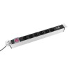 Блок розеток Rem-16 с выкл и USB-портом 6 Schuko 16А алюм. 19дюйм шнур 1.8м R-16-6S-V-U-440-1.8 Rem