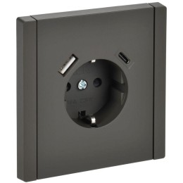 Розетка FORTE&PIANO FP347 16А USB A+C 18Вт с заземл. защ. шторки винт. крепл. сер. IEK FP-R14-16-U22