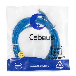 Патч-корд U/UTP кат.5E PC-UTP-RJ45-Cat.5e-5m-BL-LSZH 2xRJ45/8p8c неэкранир. LSZH 5м син. Cabeus 9533
