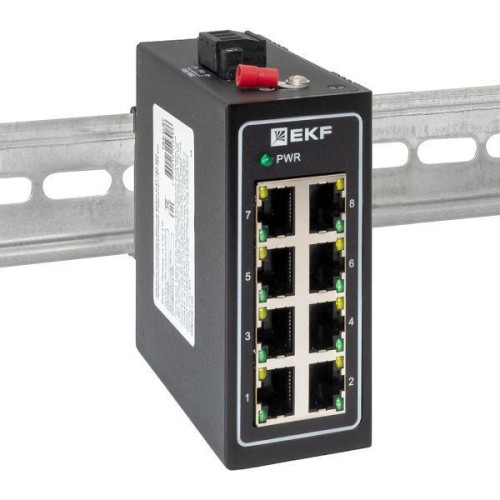 Коммутатор неуправляемый промышленный U-8T 8 портов 10/100Base-T(X) RJ45 монтаж на DIN-рейку TSX EKF