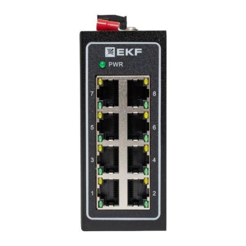 Коммутатор неуправляемый промышленный U-8T 8 портов 10/100Base-T(X) RJ45 монтаж на DIN-рейку TSX EKF