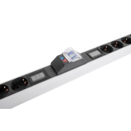 Блок розеток вертикальный Rem-32 на 2 контура по 10 Sсhuko 6 IEC 60320 C19 с авт. и амп. 2х16А алюм.
