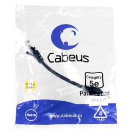Патч-корд U/UTP кат.5E PC-UTP-RJ45-Cat.5e-0.15m-BK 2xRJ45/8p8c неэкранир. PVC 0.15м черн. Cabeus 899