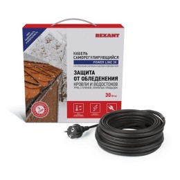 Кабель греющий саморег. POWER Line (комплект для труб водостоков кровли) 30SRL-2CR 2M (25м/750Вт) RE