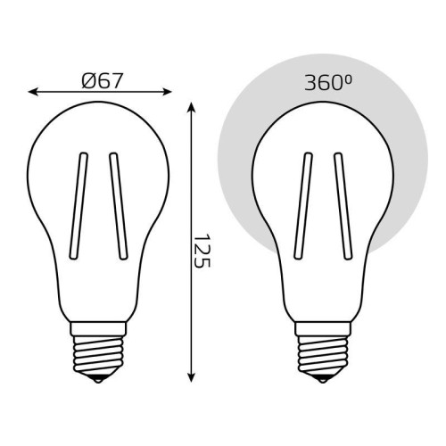 Лампа светодиодная филаментная Basic Filament А70 21Вт 2700К Е27 1900лм GAUSS 40712112