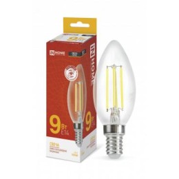 Лампа светодиодная LED-СВЕЧА-deco 9Вт свеча прозрачная 3000К тепл. бел. E14 1040лм 230В IN HOME 4690