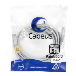 Патч-корд F/UTP кат.5E PC-FTP-RJ45-Cat.5e-3m 2xRJ45/8p8c экранир. PVC 3м сер. Cabeus 7264c