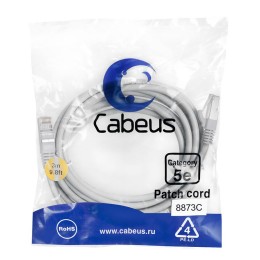 Патч-корд F/UTP кат.5E PC-FTP-RJ45-Cat.5e-3m-LSZH 2xRJ45/8p8c экранир. LSZH 3м сер. Cabeus 8873c