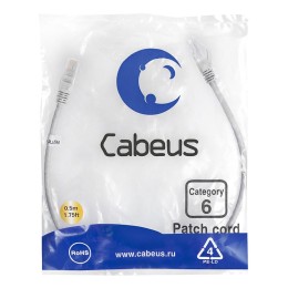Патч-корд U/UTP кат.6 PC-UTP-RJ45-Cat.6-0.5m 2xRJ45/8p8c неэкранир. PVC 0.5м сер. Cabeus 7266c