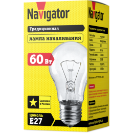 Лампа накаливания 94 300 NI-A-60-230-E27-CL Navigator 94300