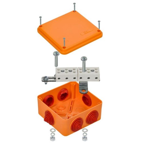 Коробка распаячная огнестойкая ПС 100х100х50 6P 4кв.мм IP55 6 вводов IEK UKF30-100-100-050-6-4-09