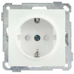 Розетка 1-м СП Bolero РС14-1-0-Б 16А IP20 с заземл. защ. шторки механизм бел. IEK ERB14-K01-16-1