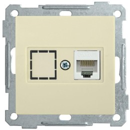 Розетка компьютерная СП Bolero РК10-1-Б RJ45 кат.5E механизм крем. IEK EKB15-01-K33
