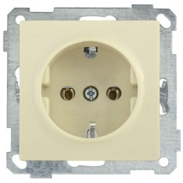 Розетка 1-м СП Bolero РС11-1-0-Б 16А IP20 с заземл. механизм крем. IEK ERB11-K33-16