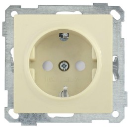 Розетка 1-м СП Bolero РС14-1-0-Б 16А IP20 с заземл. защ. шторки механизм крем. IEK ERB14-K33-16