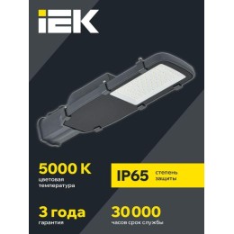 Светильник светодиодный ДКУ 1002-50Д 5000К IP65 уличный консольный сер. IEK LDKU0-1002-050-5000-K03
