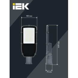 Светильник светодиодный ДКУ 1002-100Д 5000К IP65 уличный консольный сер. IEK LDKU0-1002-100-5000-K03