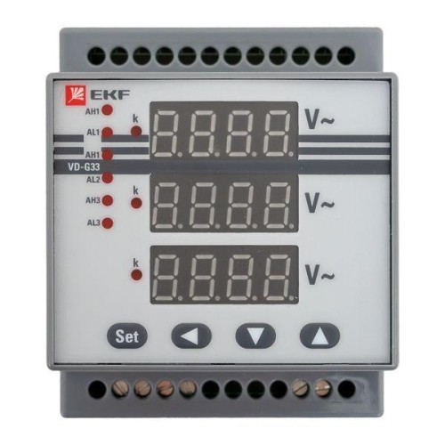 Вольтметр цифровой VD-G33 на DIN-рейку трехфазный EKF vd-g33