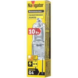 Лампа галогенная 94 209 JC 10Вт clear G4 12В 2000h Navigator 94209