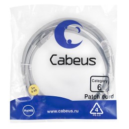 Патч-корд U/UTP кат.6 PC-UTP-RJ45-Cat.6-3m 2xRJ45/8p8c неэкранир. PVC 3м сер. Cabeus 7269c