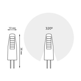 Лампа светодиодная Black 2Вт капсульная 3000К тепл. бел. G4 190лм DC 12В GAUSS 207707102