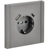 Розетка FORTE&PIANO FP547 16А USB A+C 18Вт с заземл. защ. шторки винт. крепл. сталь IEK FP-R14-16-U2