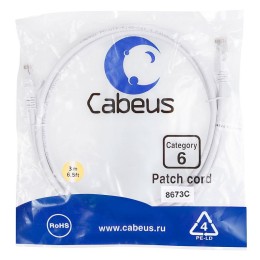 Патч-корд U/UTP кат.6 PC-UTP-RJ45-Cat.6-3m-WH 2xRJ45/8p8c неэкранир. PVC 3м бел. Cabeus 8673c