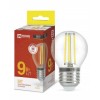 Лампа светодиодная LED-ШАР-deco 9Вт шар прозрачная 3000К тепл. бел. E27 1040лм 230В IN HOME 46906120